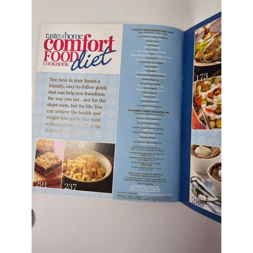 Taste of Home Comfort Food Diet Cookbook 433 Recipes 6-Week Meal Plan 2009 HC